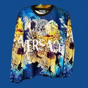 Medusa Blue and Gold Graphic light Sweatshirt Unique Print